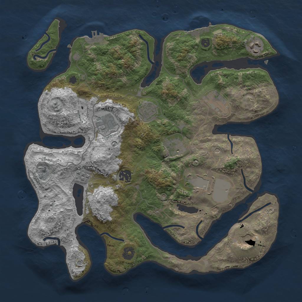Rust Map: Procedural Map, Size: 3500, Seed: 127681390, 14 Monuments