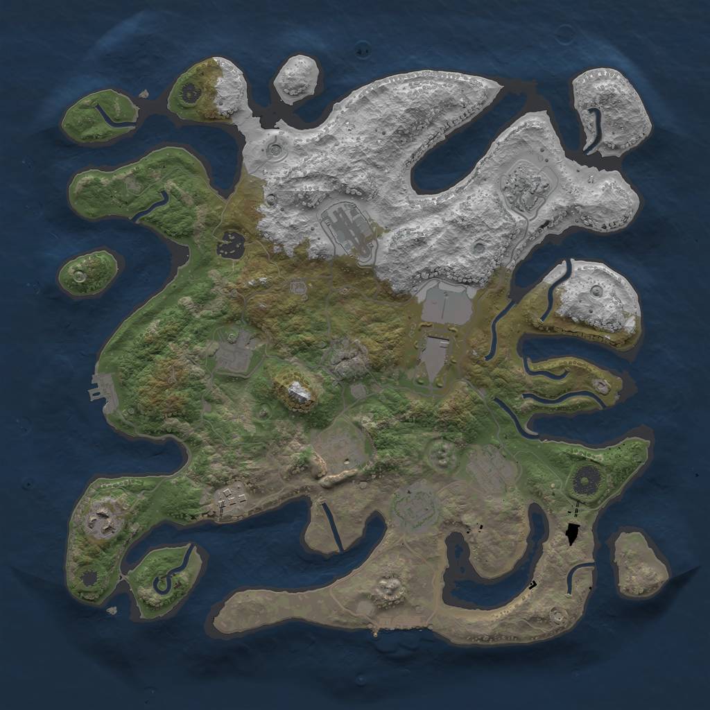 Rust Map: Procedural Map, Size: 3750, Seed: 734474190, 15 Monuments