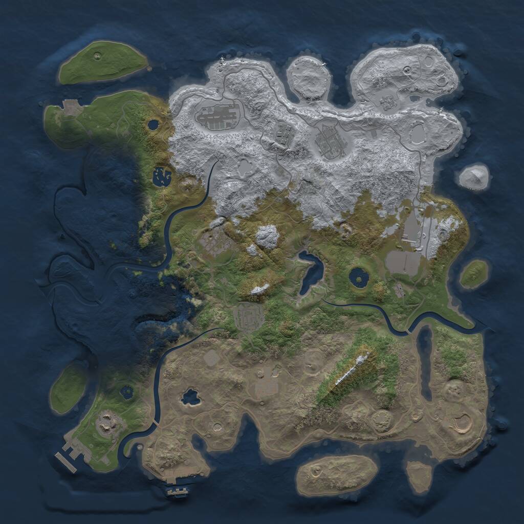 Rust Map: Procedural Map, Size: 4000, Seed: 528114, 16 Monuments