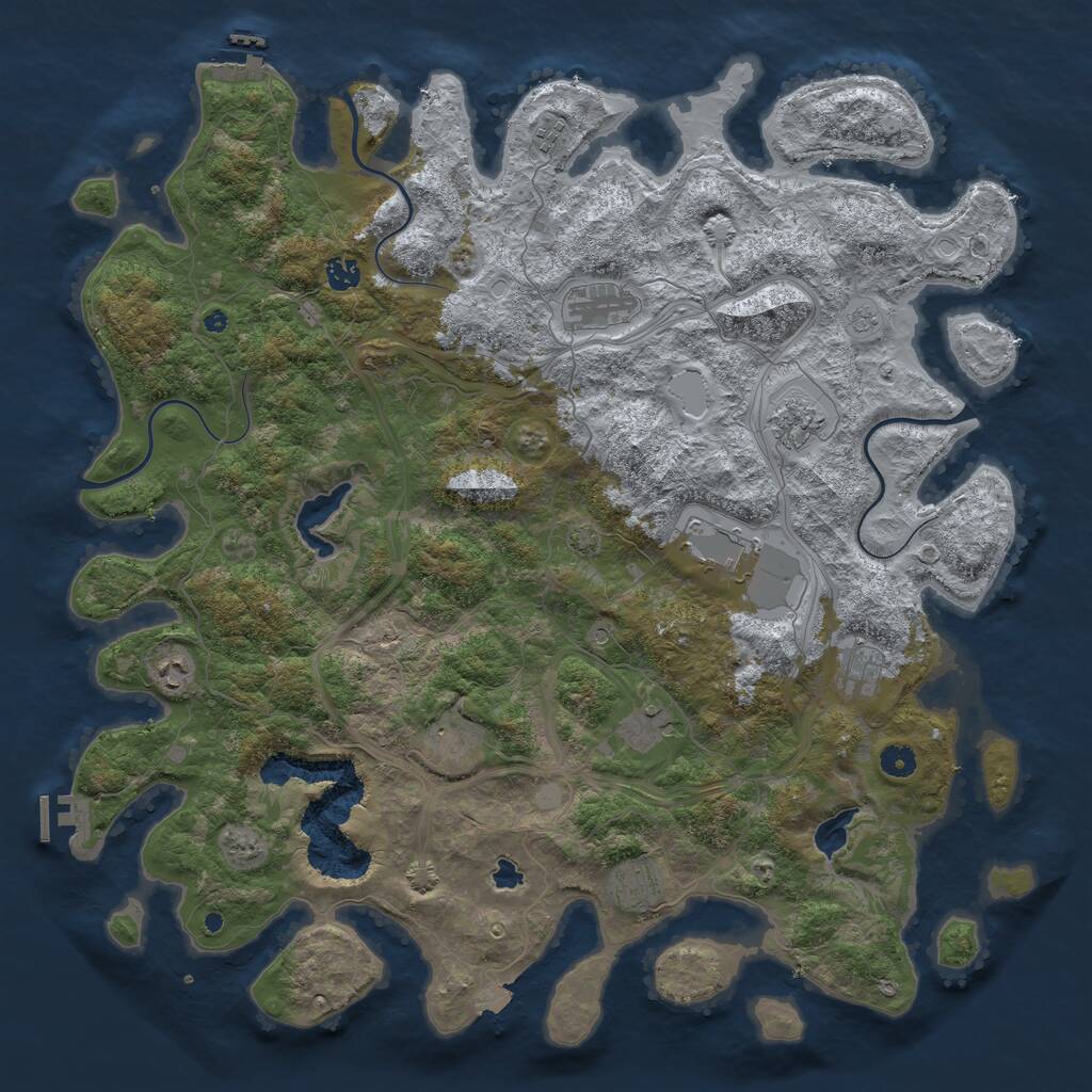 Rust Map: Procedural Map, Size: 4750, Seed: 5001, 16 Monuments