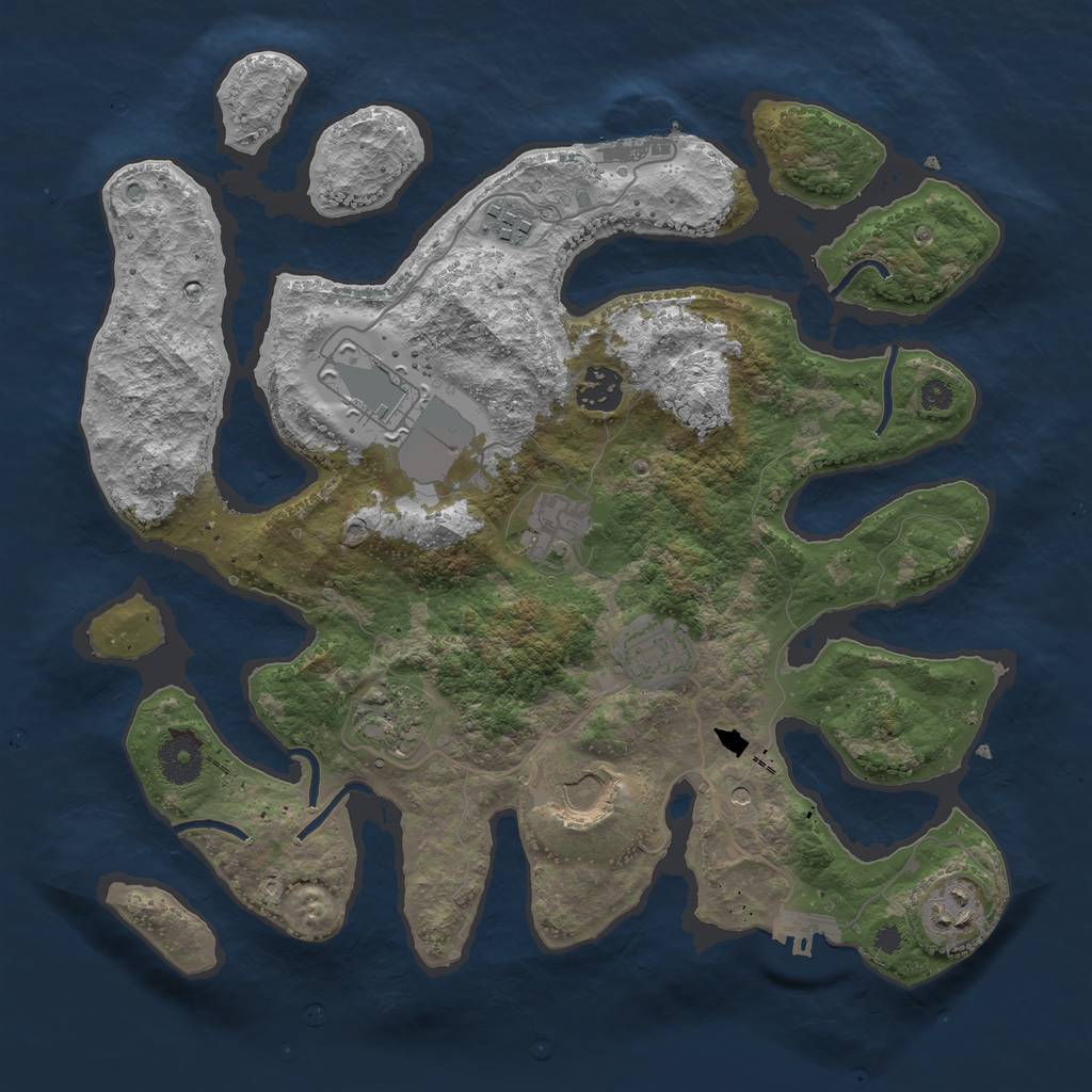 Rust Map: Procedural Map, Size: 3500, Seed: 529848, 13 Monuments