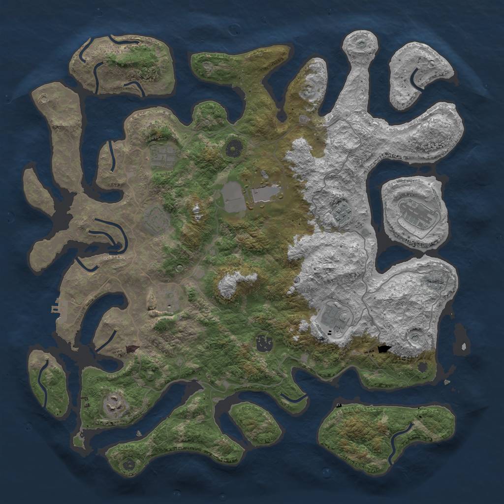 Rust Map: Procedural Map, Size: 4334, Seed: 1250, 13 Monuments