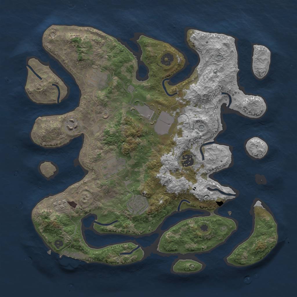 Rust Map: Procedural Map, Size: 3500, Seed: 12748, 11 Monuments