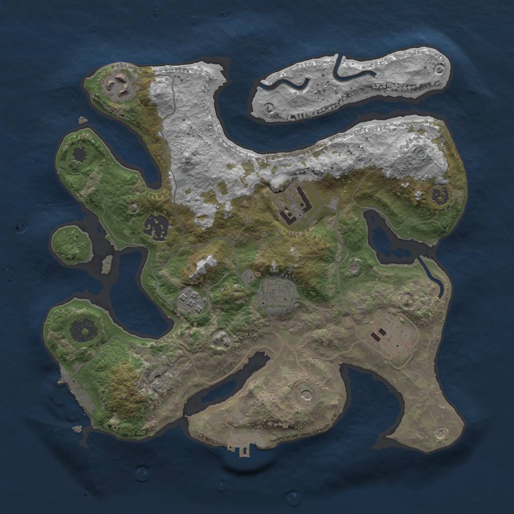 Rust Map: Procedural Map, Size: 3000, Seed: 1034737185, 11 Monuments