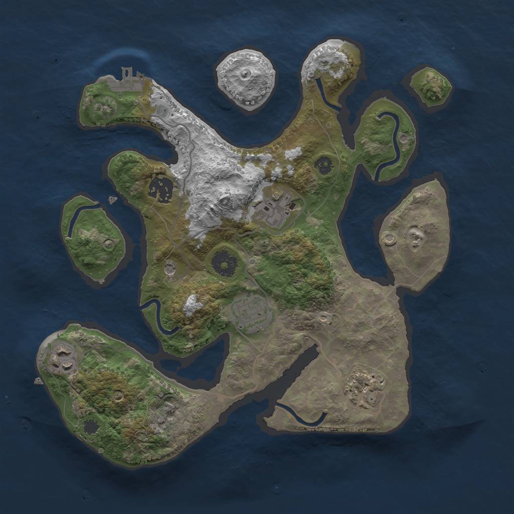 Rust Map: Procedural Map, Size: 3000, Seed: 22917, 9 Monuments