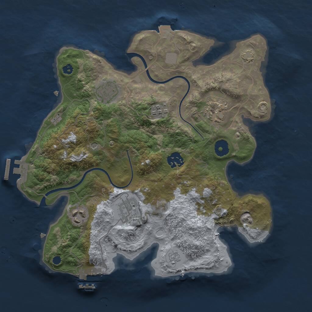 Rust Map: Procedural Map, Size: 3000, Seed: 1982673935, 12 Monuments