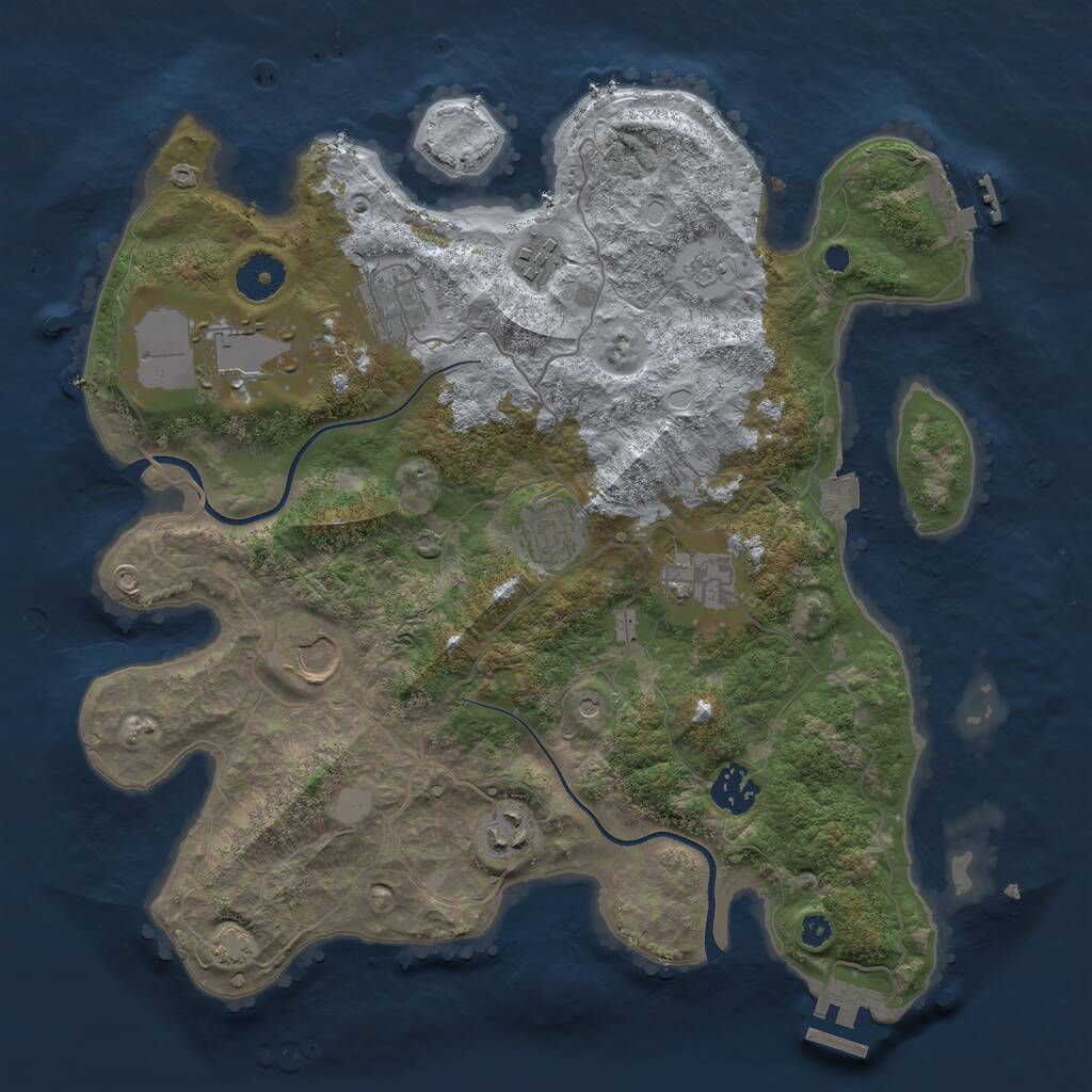 Rust Map: Procedural Map, Size: 3500, Seed: 1131085164, 14 Monuments