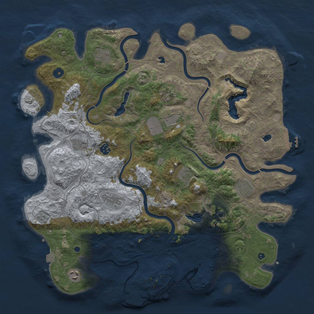 Rust Map: Procedural Map, Size: 4500, Seed: 1164683789, 16 Monuments