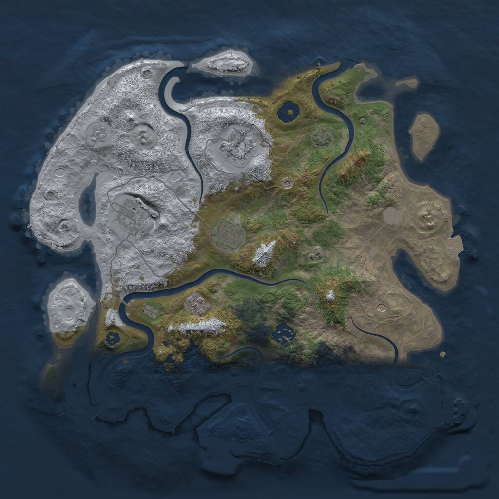 Rust Map: Procedural Map, Size: 3500, Seed: 1125934, 11 Monuments