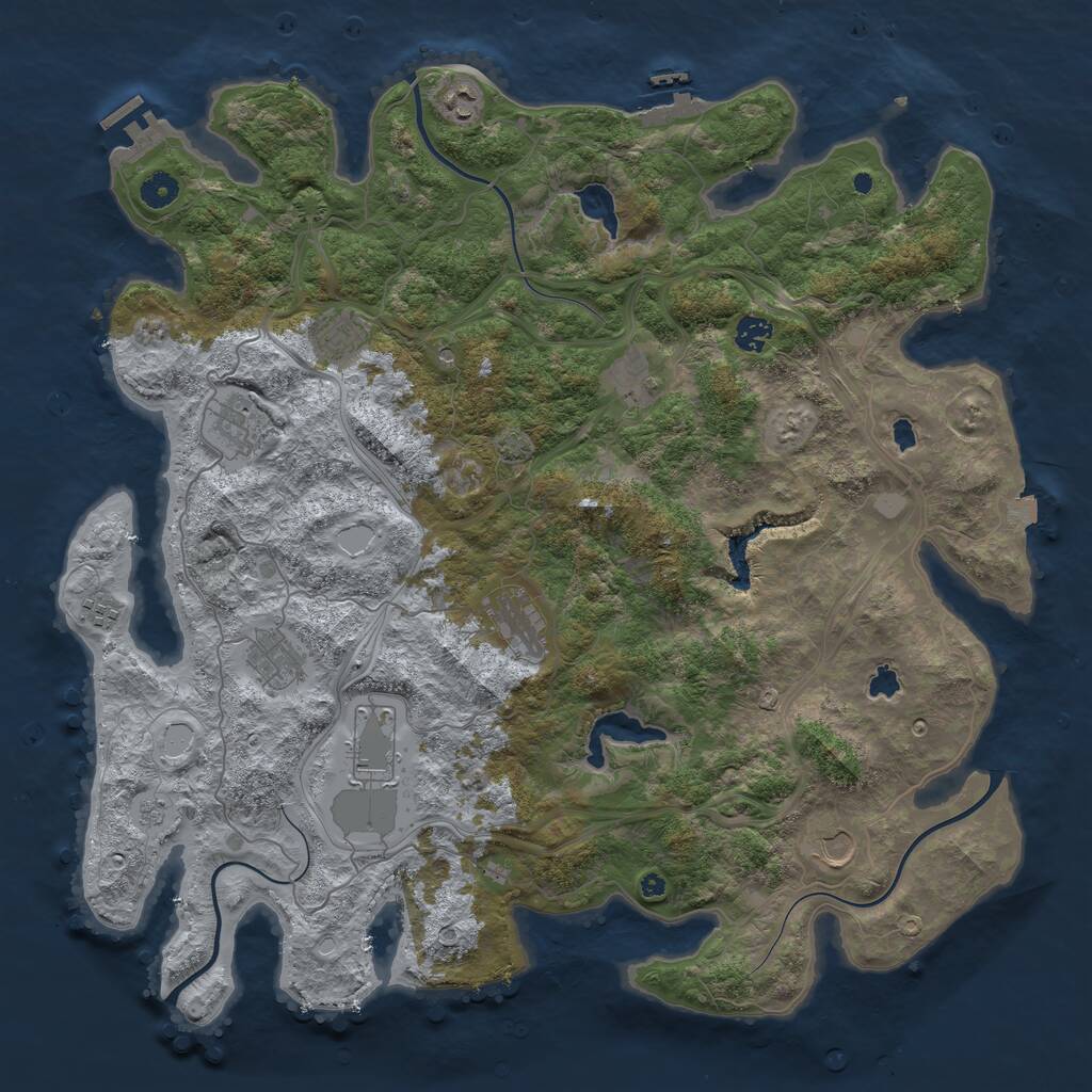 Rust Map: Procedural Map, Size: 4500, Seed: 50374743, 16 Monuments