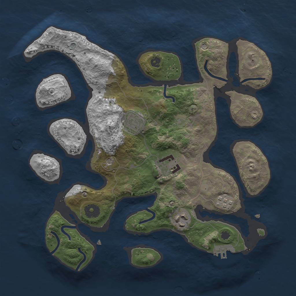 Rust Map: Procedural Map, Size: 3000, Seed: 1517982115, 8 Monuments