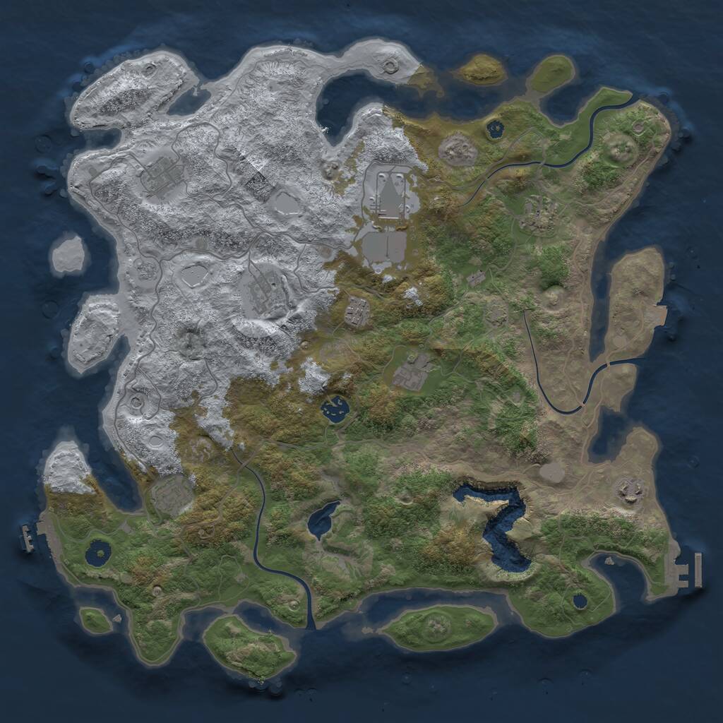 Rust Map: Procedural Map, Size: 4200, Seed: 55, 15 Monuments