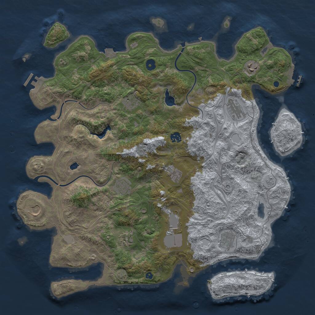 Rust Map: Procedural Map, Size: 4400, Seed: 6627810, 17 Monuments