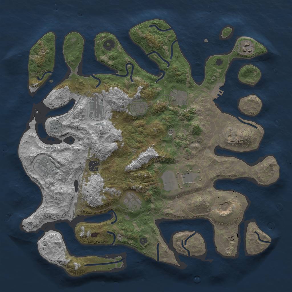 Rust Map: Procedural Map, Size: 3850, Seed: 2045645, 14 Monuments