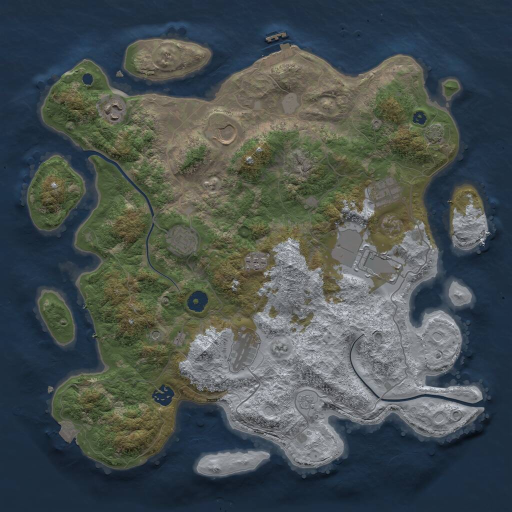 Rust Map: Procedural Map, Size: 3800, Seed: 697586955, 13 Monuments