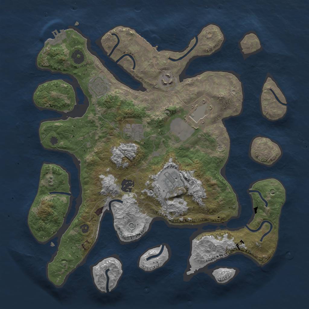 Rust Map: Procedural Map, Size: 3500, Seed: 736285, 11 Monuments