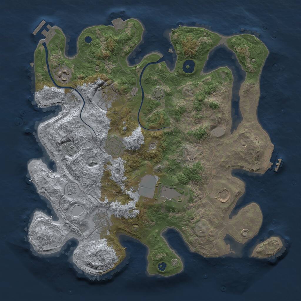 Rust Map: Procedural Map, Size: 3500, Seed: 710437, 13 Monuments