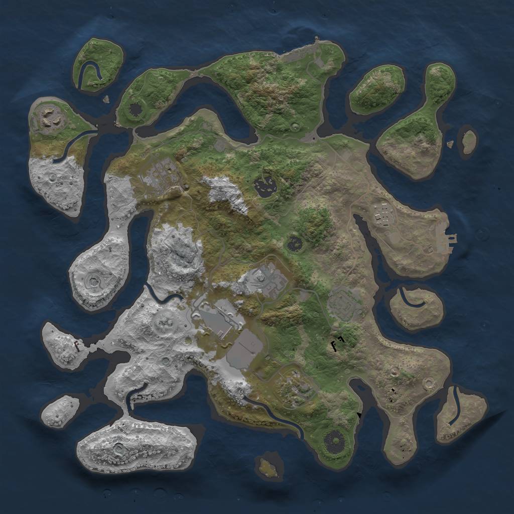 Rust Map: Procedural Map, Size: 3500, Seed: 1226908831, 13 Monuments