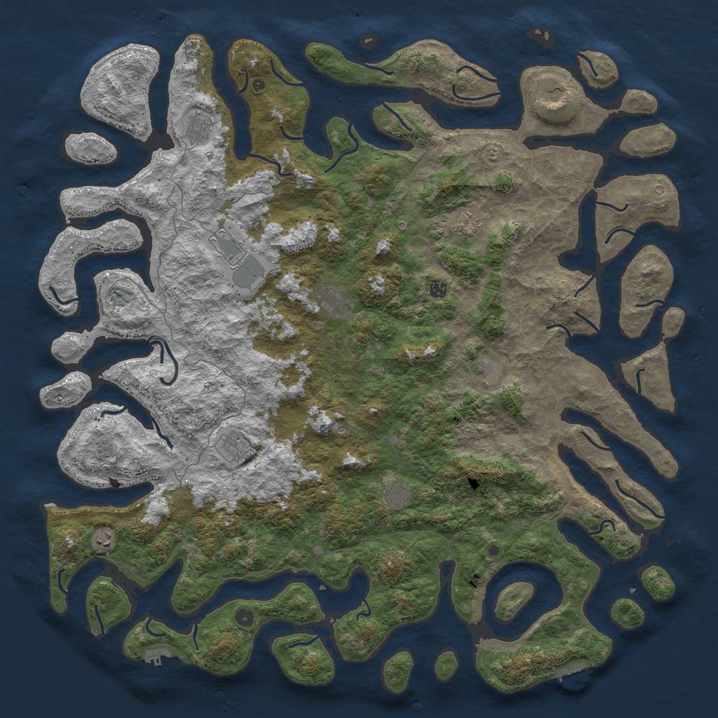 Rust Map: Procedural Map, Size: 6000, Seed: 118072196, 16 Monuments