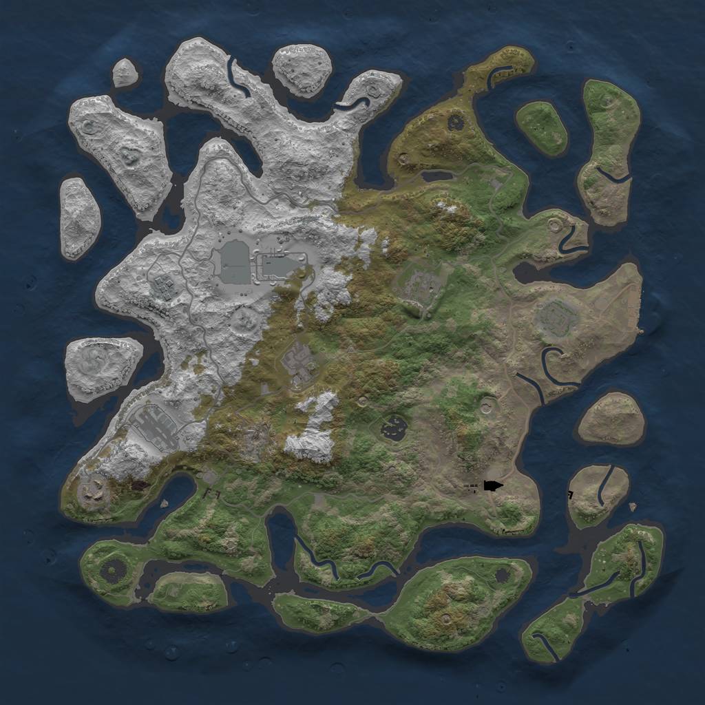 Rust Map: Procedural Map, Size: 4250, Seed: 32511, 12 Monuments