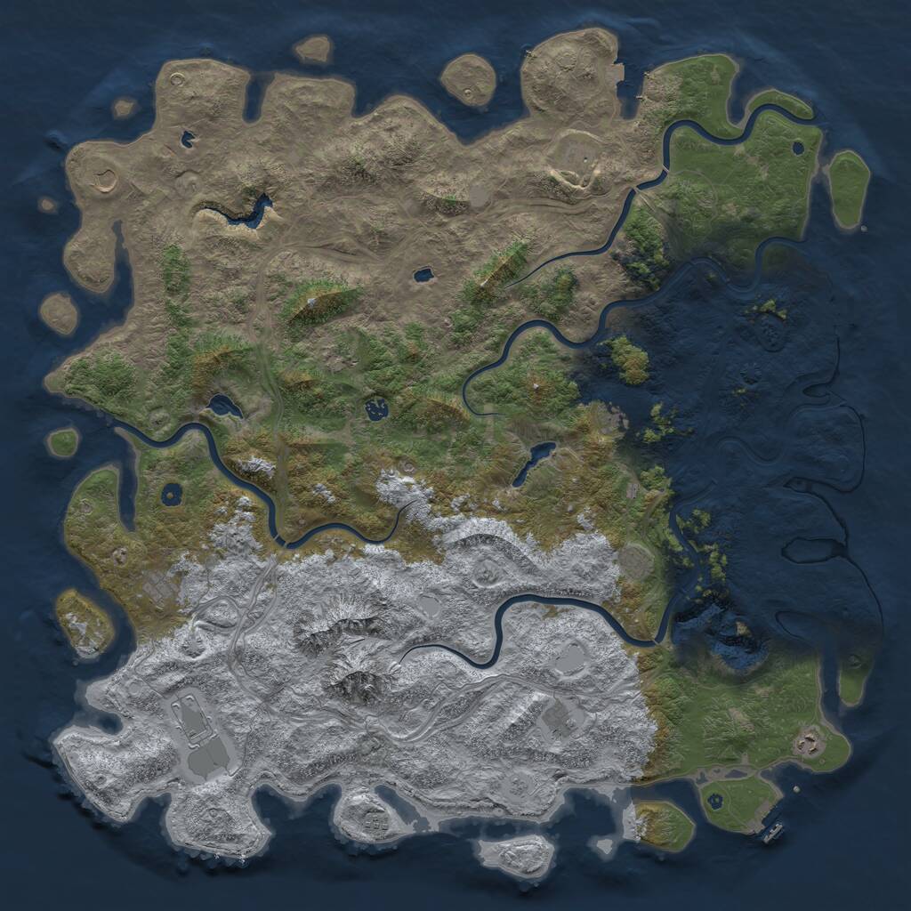 Rust Map: Procedural Map, Size: 6000, Seed: 545, 17 Monuments