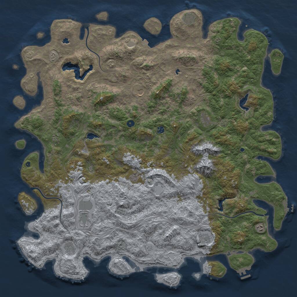 Rust Map: Procedural Map, Size: 6000, Seed: 545, 17 Monuments