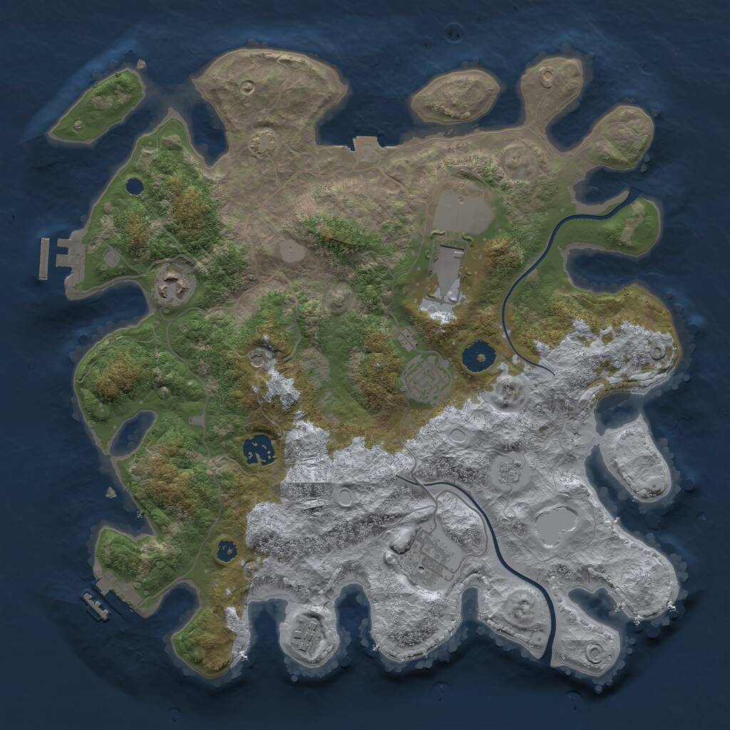 Rust Map: Procedural Map, Size: 3500, Seed: 119296022, 12 Monuments