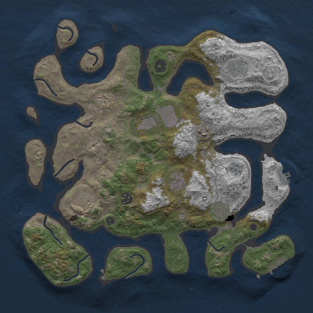 Rust Map: Procedural Map, Size: 3750, Seed: 484947459, 14 Monuments