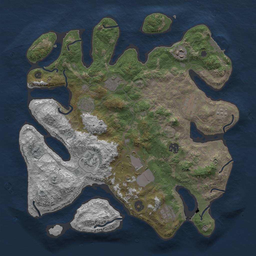 Rust Map: Procedural Map, Size: 3700, Seed: 306831921, 13 Monuments