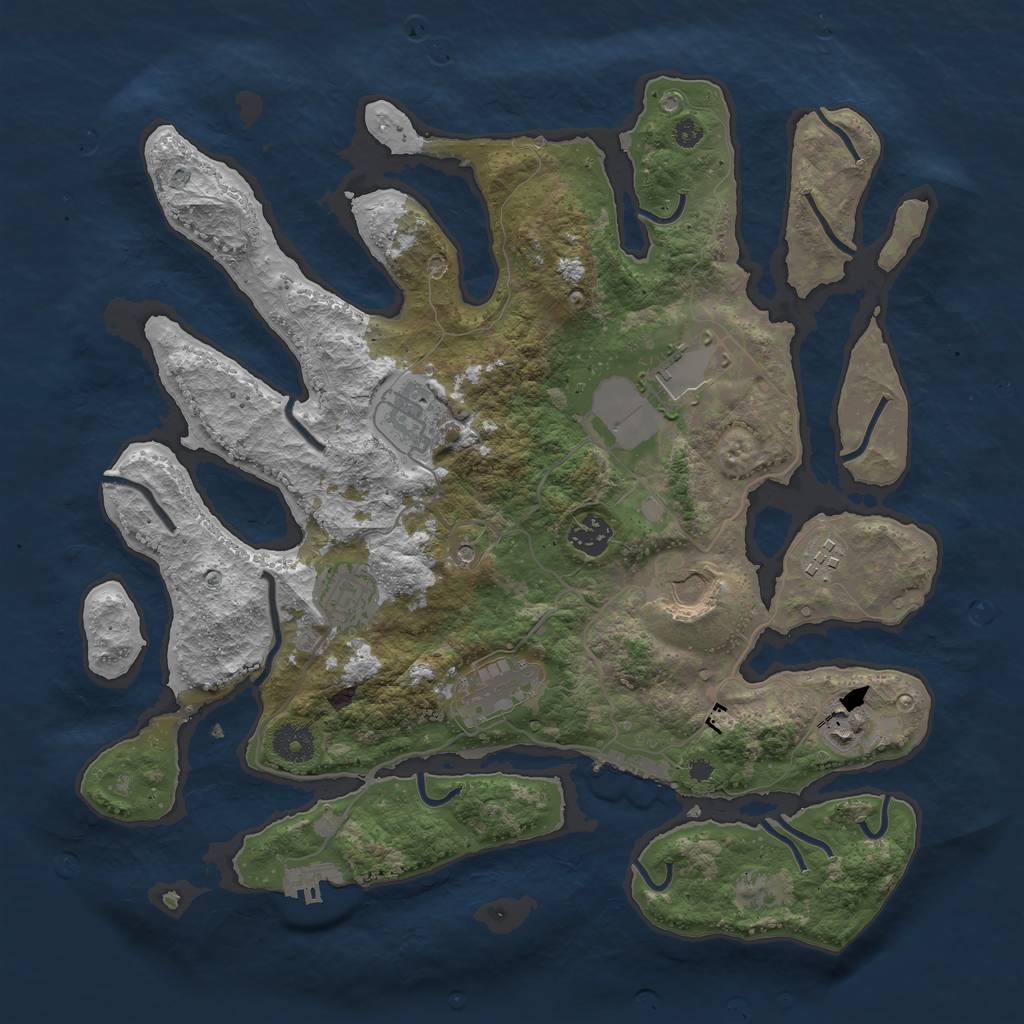 Rust Map: Procedural Map, Size: 3750, Seed: 1815680729, 13 Monuments