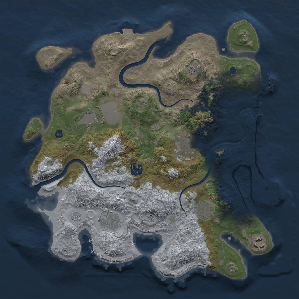 Rust Map: Procedural Map, Size: 3500, Seed: 985434599, 13 Monuments