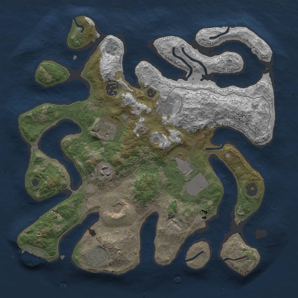 Rust Map: Procedural Map, Size: 3500, Seed: 165972461, 12 Monuments