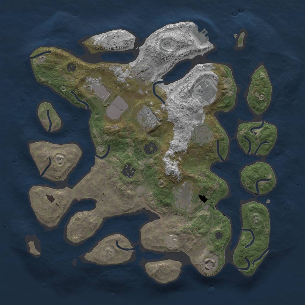 Rust Map: Procedural Map, Size: 3500, Seed: 279530601, 12 Monuments