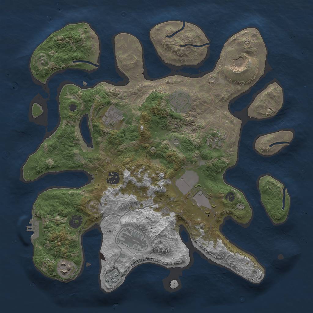 Rust Map: Procedural Map, Size: 3500, Seed: 29745144, 13 Monuments