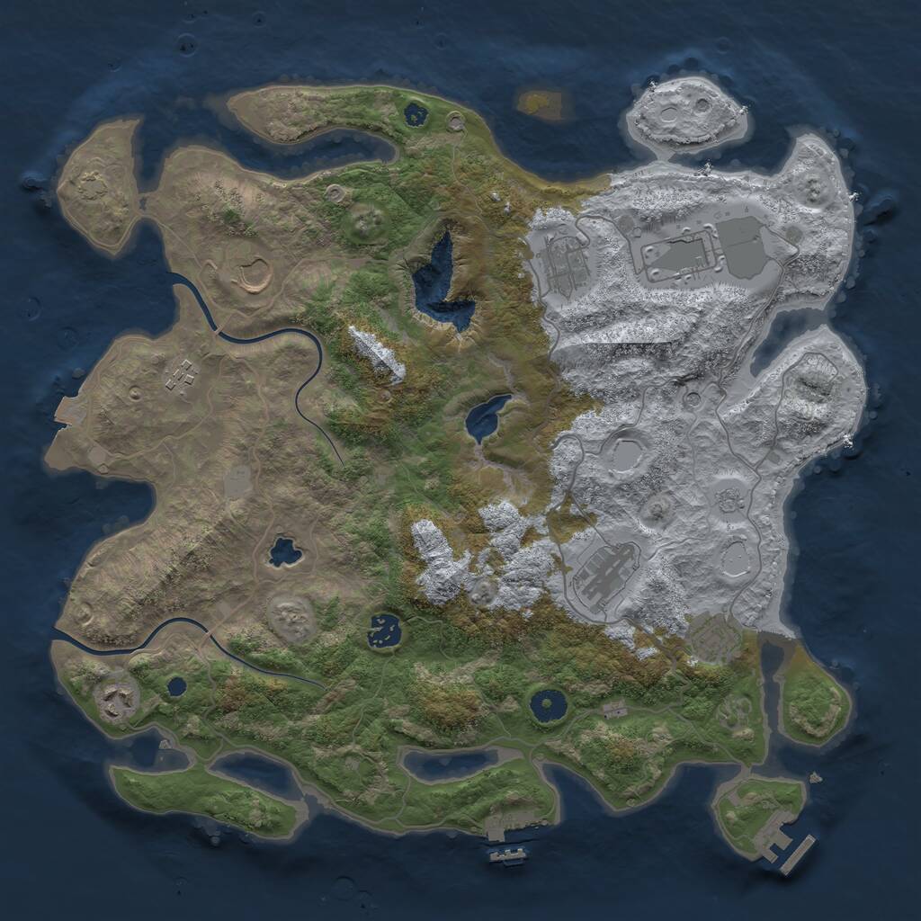 Rust Map: Procedural Map, Size: 4000, Seed: 3251, 14 Monuments