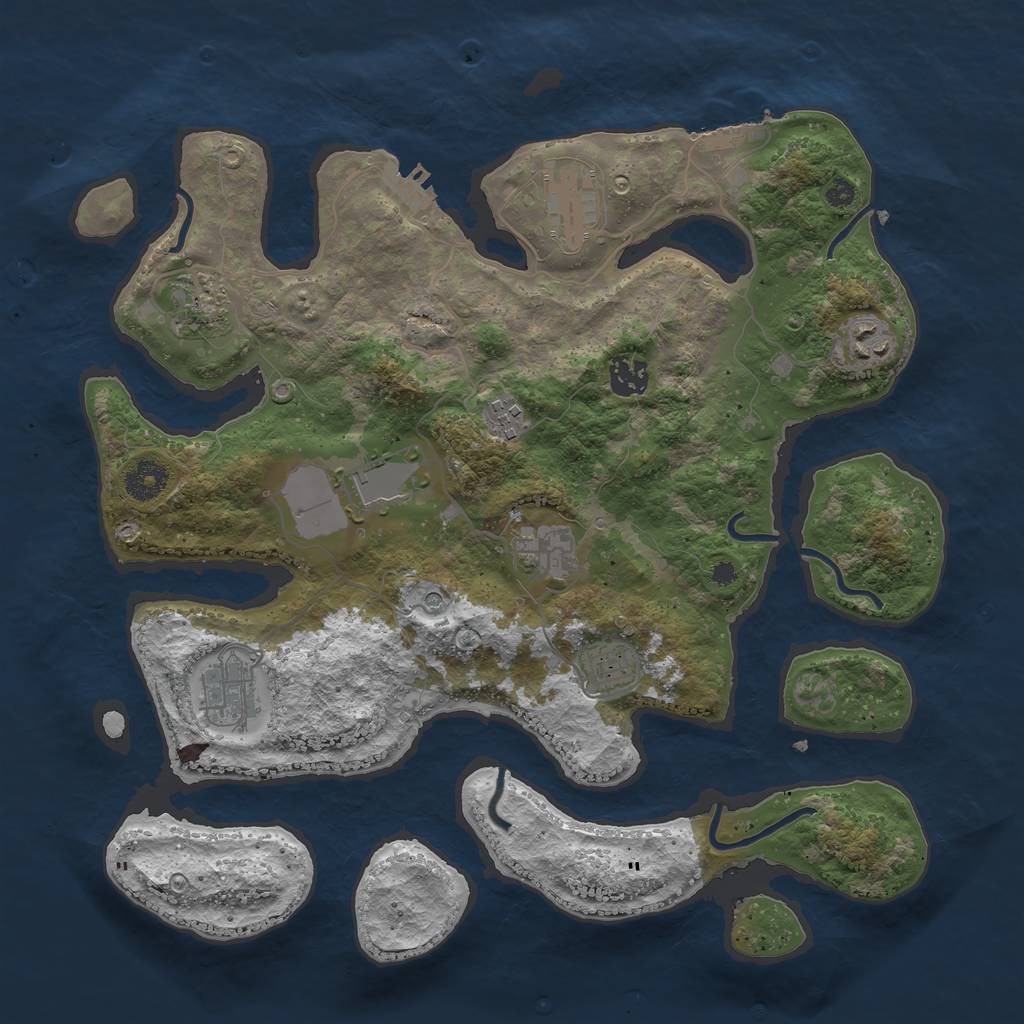 Rust Map: Procedural Map, Size: 3700, Seed: 543713, 14 Monuments