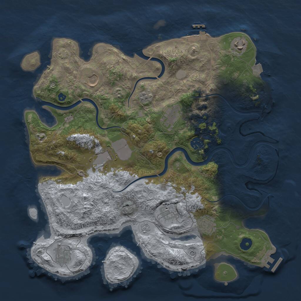 Rust Map: Procedural Map, Size: 3700, Seed: 543713, 15 Monuments