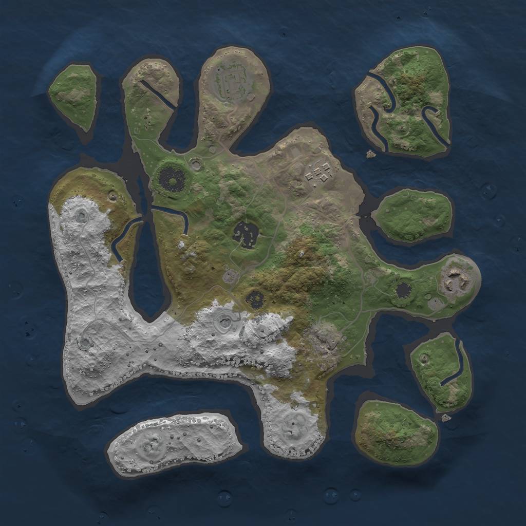 Rust Map: Procedural Map, Size: 3000, Seed: 6524123, 7 Monuments