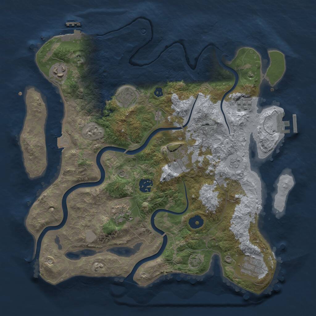 Rust Map: Procedural Map, Size: 3400, Seed: 655174, 13 Monuments