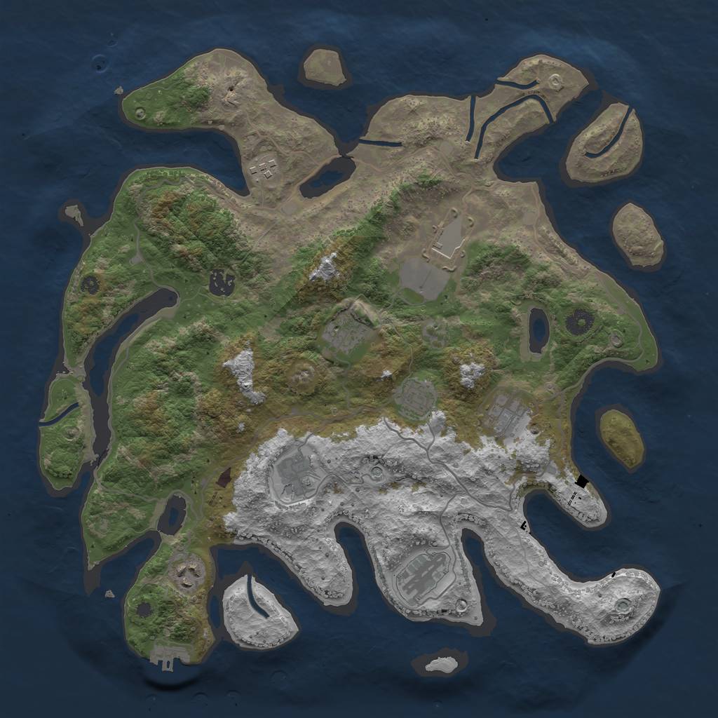 Rust Map: Procedural Map, Size: 4000, Seed: 124666, 13 Monuments