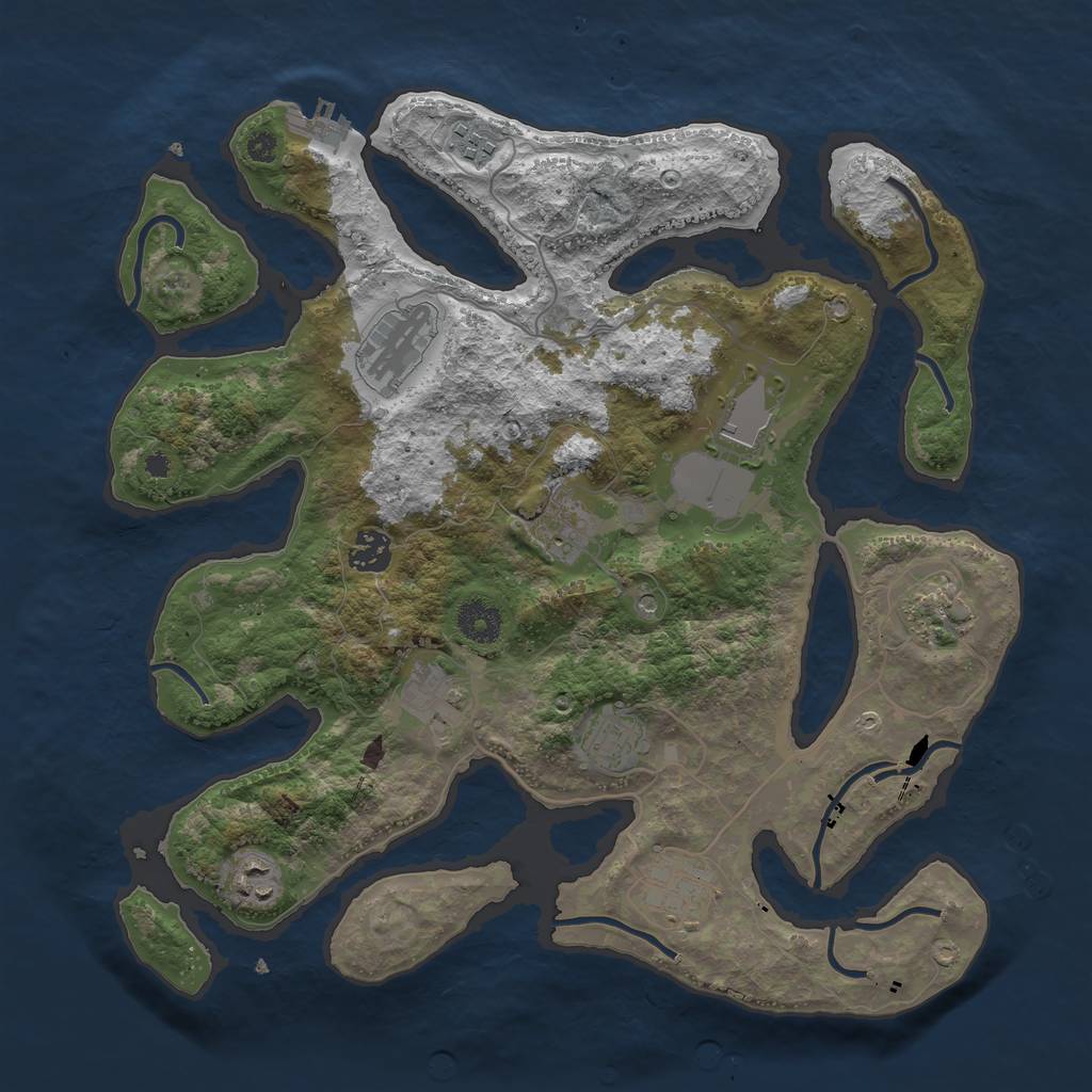Rust Map: Procedural Map, Size: 3700, Seed: 1936110530, 14 Monuments