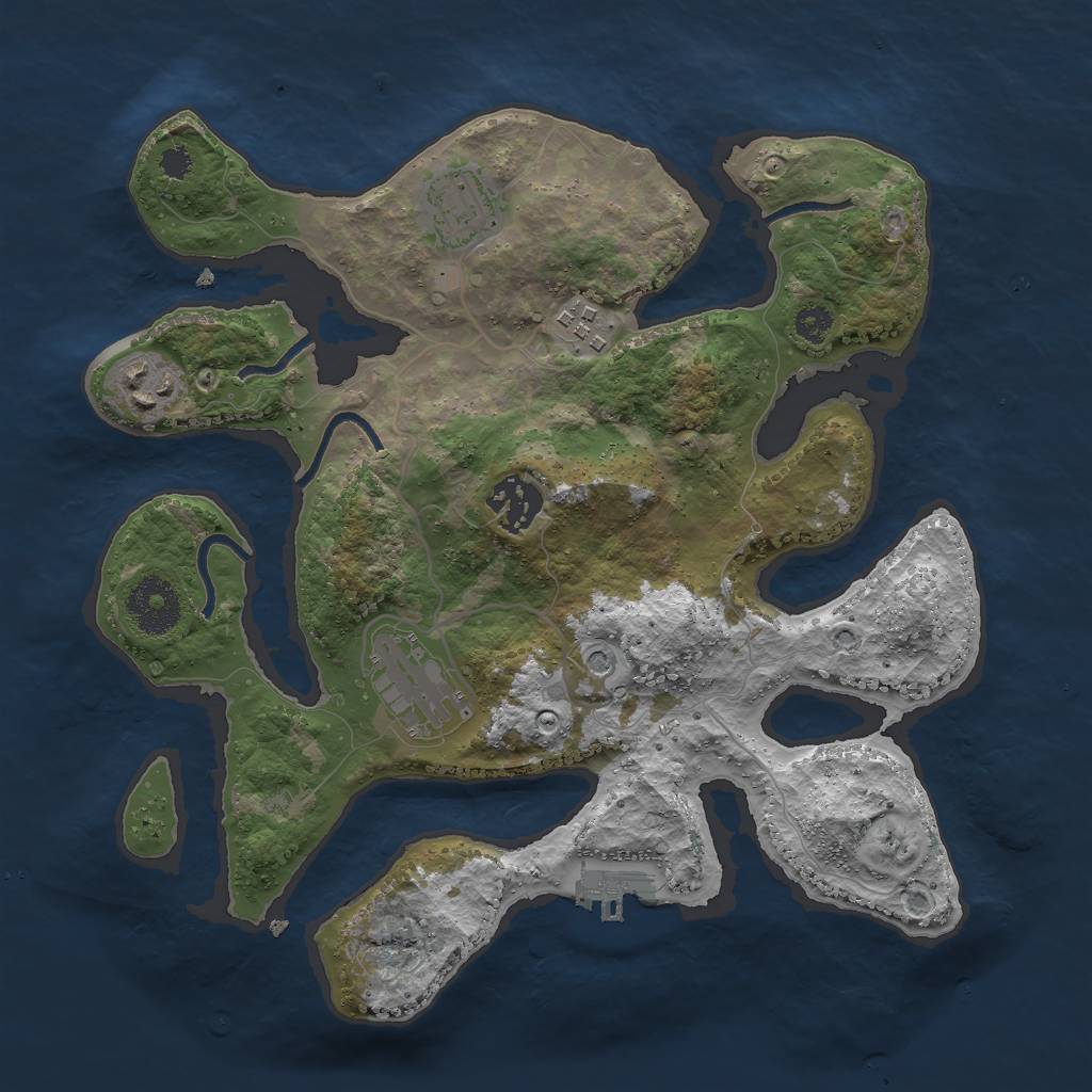 Rust Map: Procedural Map, Size: 3000, Seed: 796942213, 9 Monuments