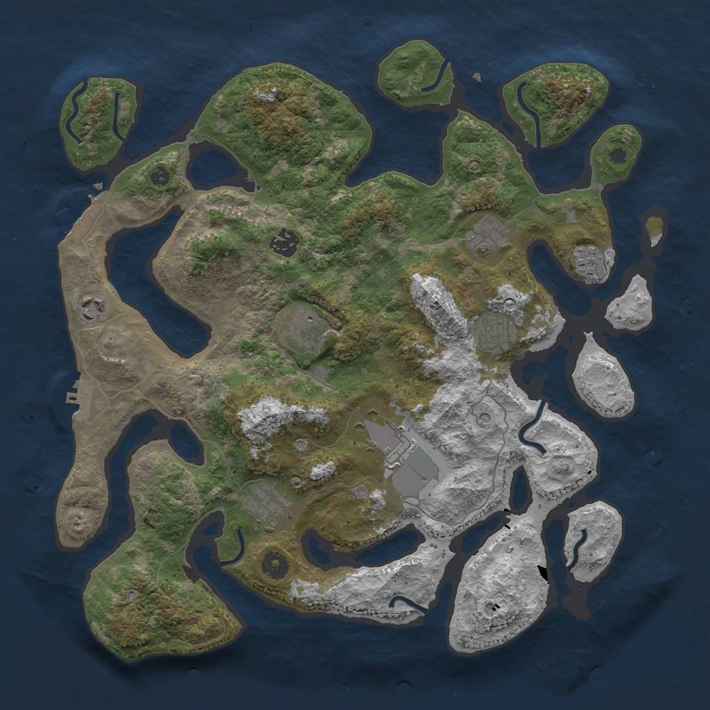 Rust Map: Procedural Map, Size: 3900, Seed: 17461, 13 Monuments