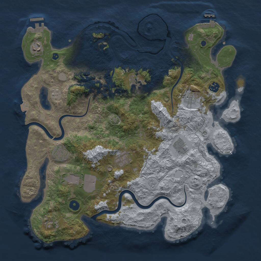 Rust Map: Procedural Map, Size: 3900, Seed: 17461, 16 Monuments