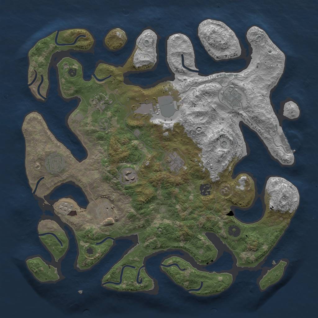 Rust Map: Procedural Map, Size: 3850, Seed: 241982683, 13 Monuments