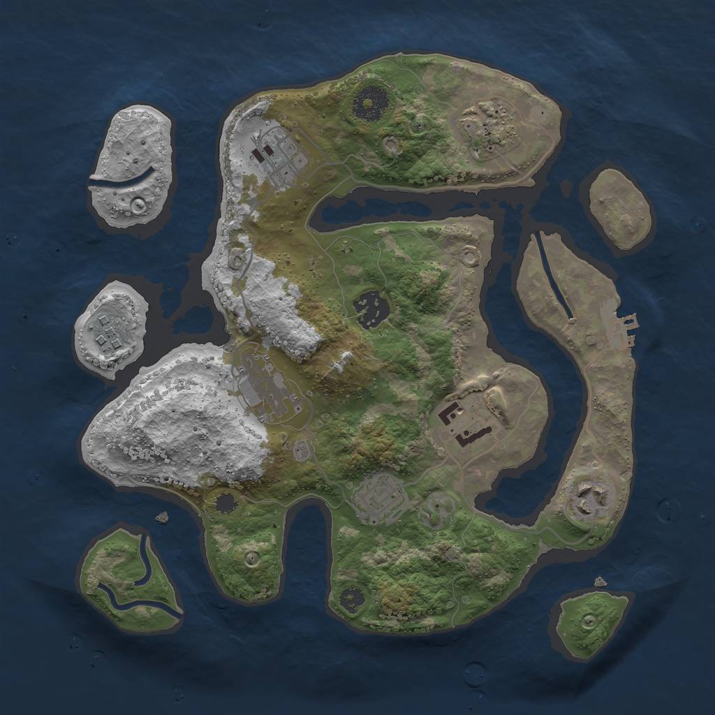 Rust Map: Procedural Map, Size: 3000, Seed: 73642, 11 Monuments