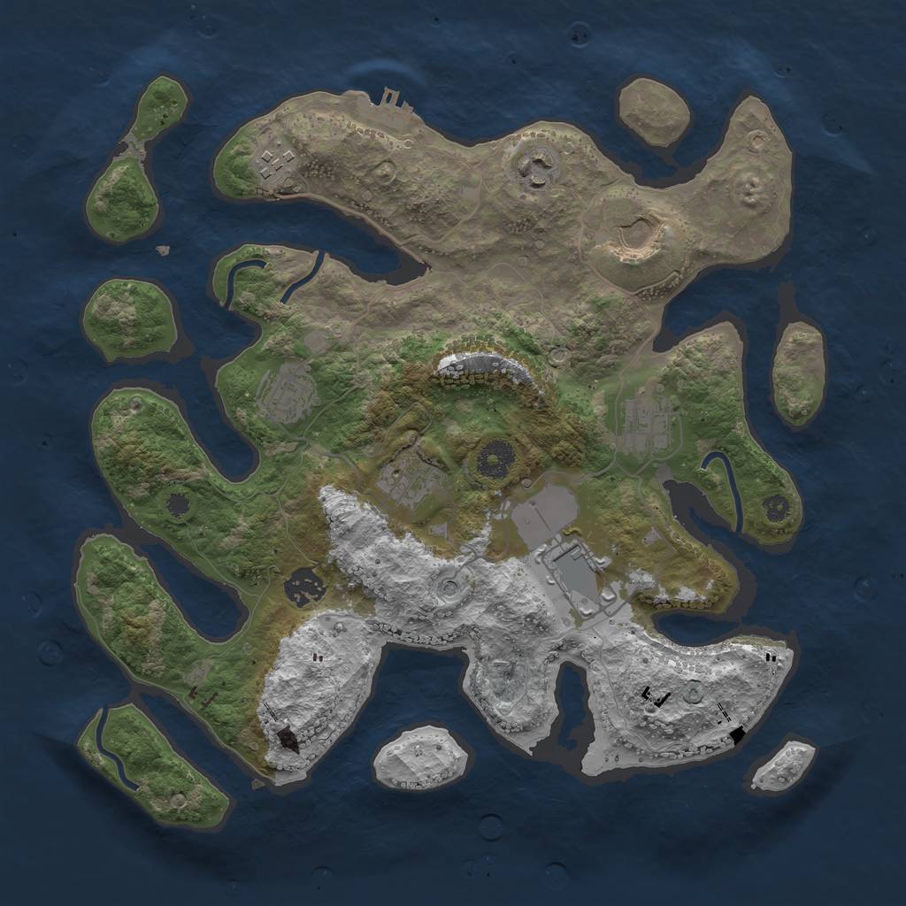 Rust Map: Procedural Map, Size: 3550, Seed: 914413, 12 Monuments