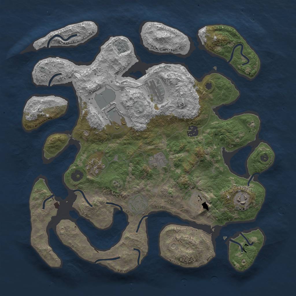 Rust Map: Procedural Map, Size: 3800, Seed: 41607, 12 Monuments