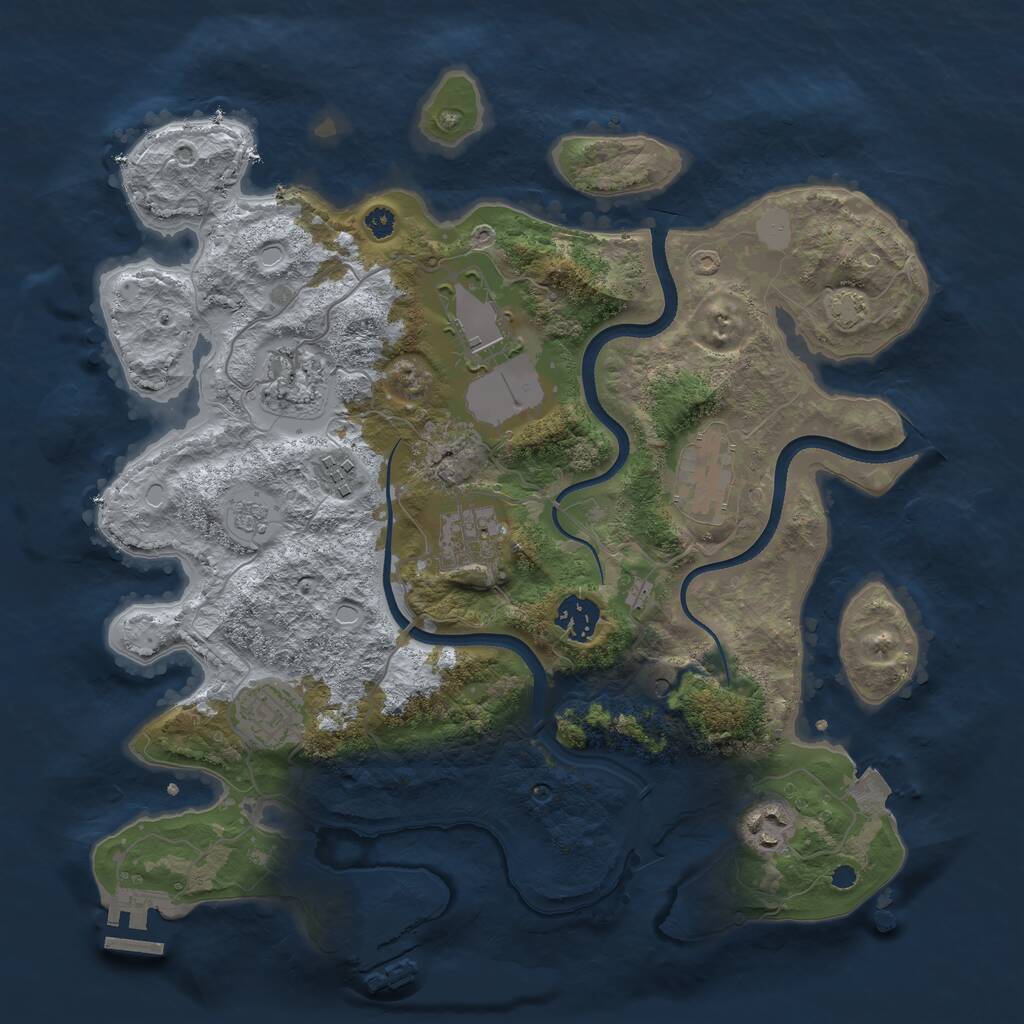 Rust Map: Procedural Map, Size: 3500, Seed: 1459329153, 14 Monuments