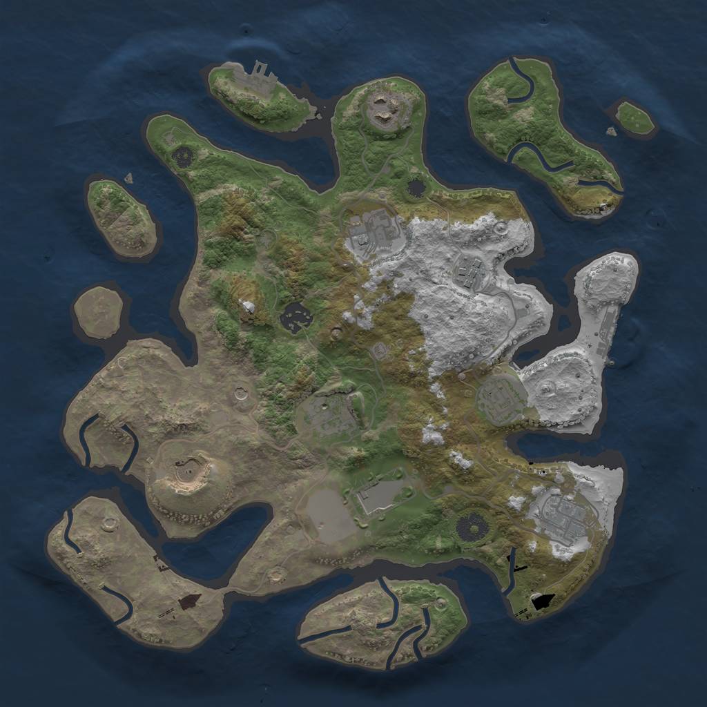 Rust Map: Procedural Map, Size: 3500, Seed: 928, 14 Monuments